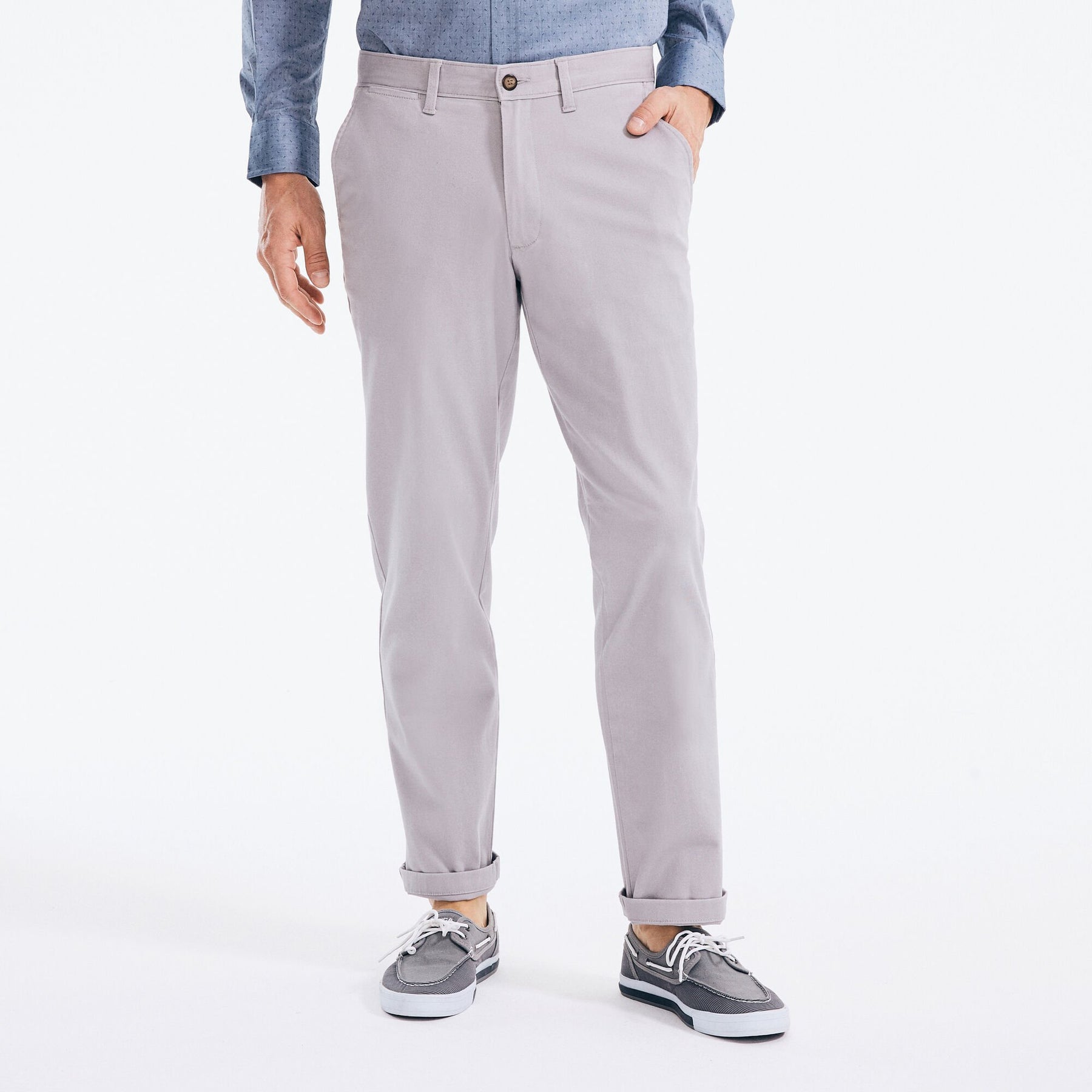 Nautica Men's Classic Fit Twill Pant Grey Alloy