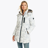 Nautica Women's Faux-Fur Trimmed Camouflage Parka With Removable Hood Bright White