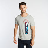 Nautica Men's Big & Tall Vertical Graphic T-Shirt Grey Heather
