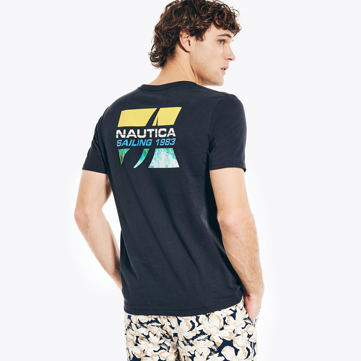 Nautica Men's Big & Tall Sustainably Crafted Sailing 1983 Graphic T-Shirt Navy