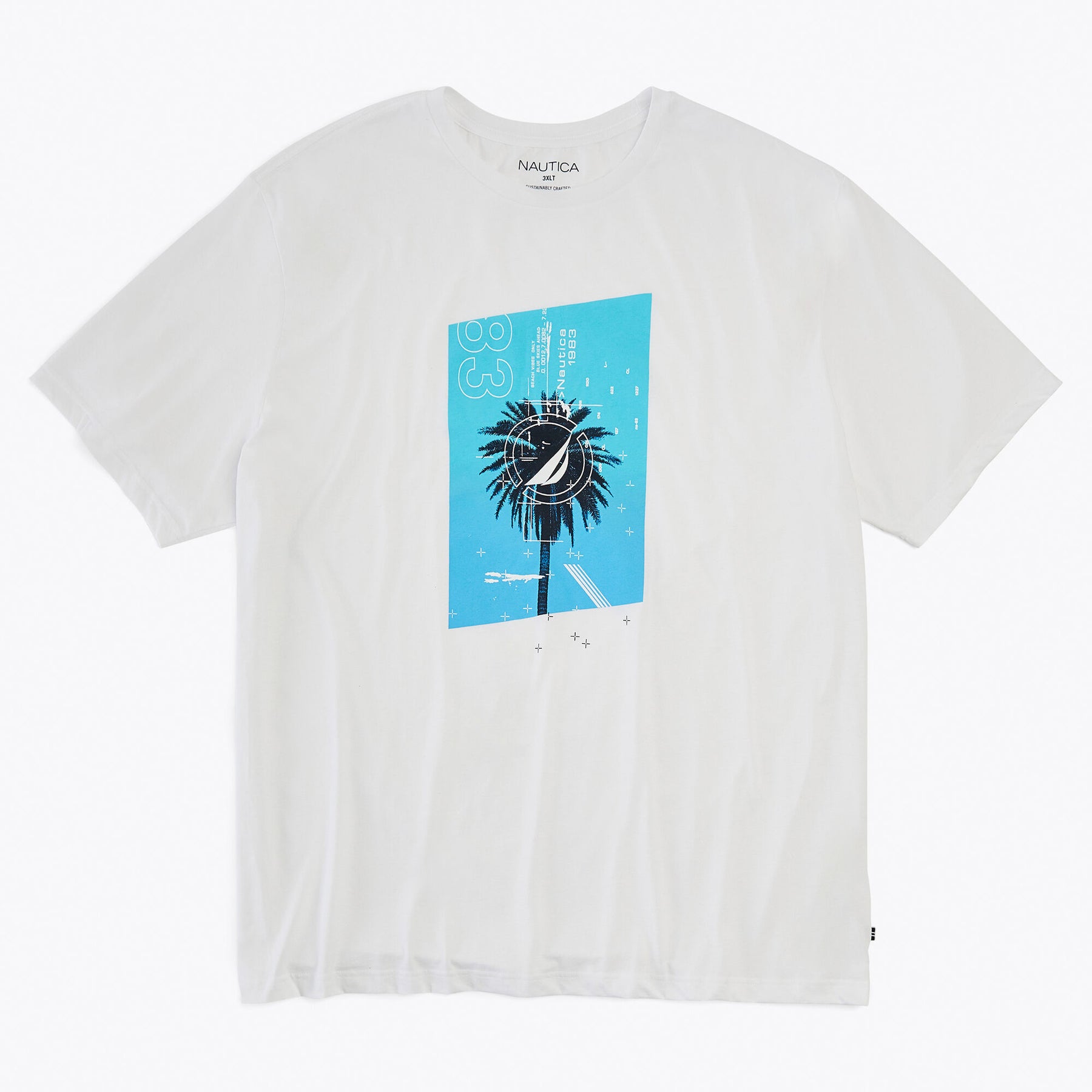 Nautica Men's Big & Tall Sustainably Crafted Palm Tree Graphic T-Shirt Bright White