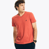 Nautica Men's Big & Tall Performance V-Neck T-Shirt Cayenne