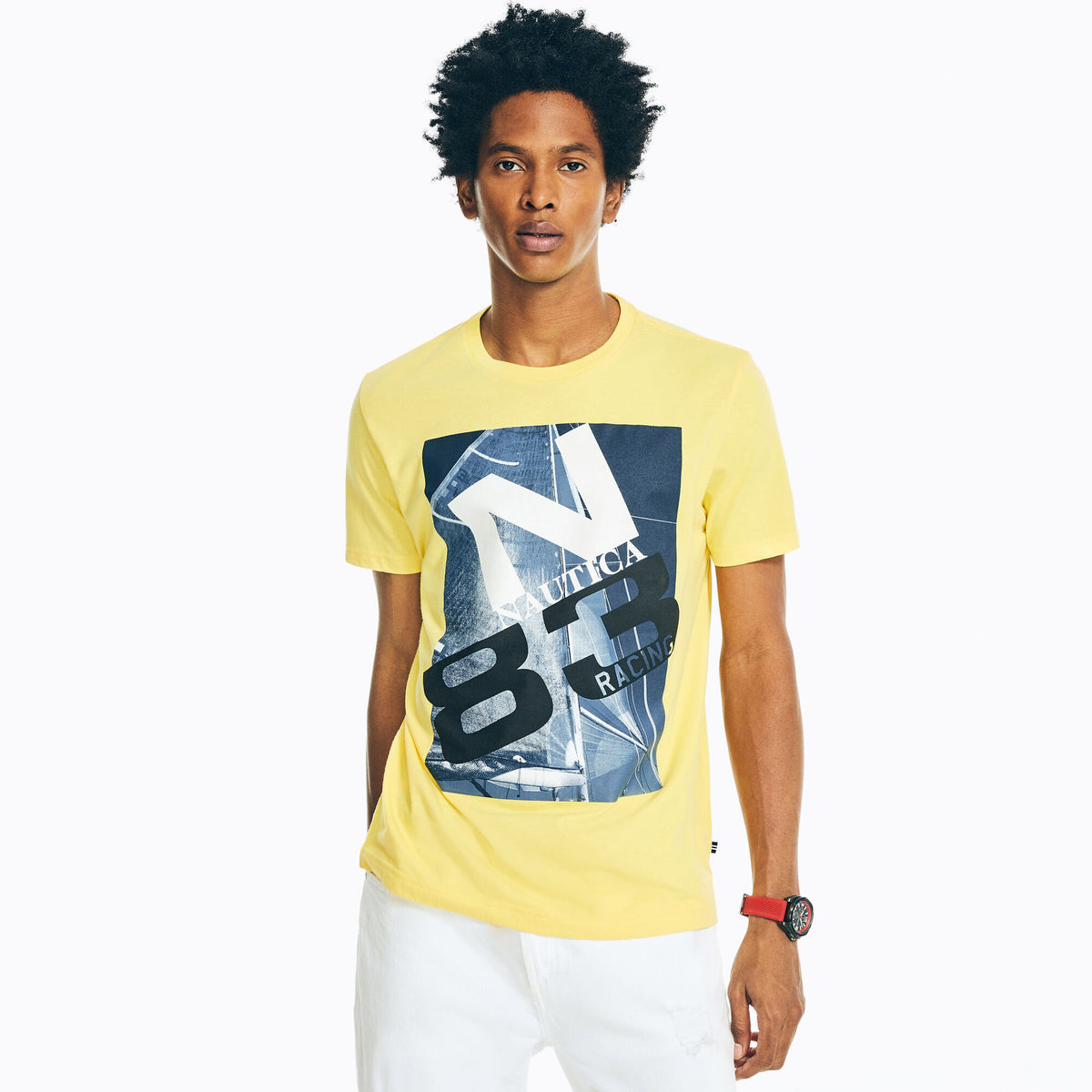 Nautica Men's Sustainably Crafted Big & Tall N-83 Graphic T-Shirt French Vanilla