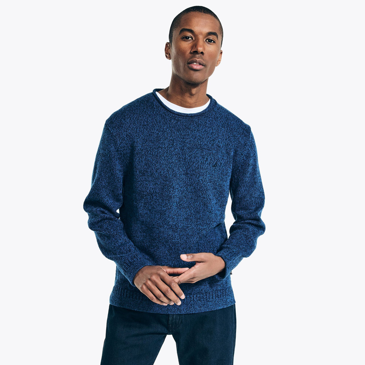 Nautica Men's Marled Crewneck Sweater Nite Sea Heather