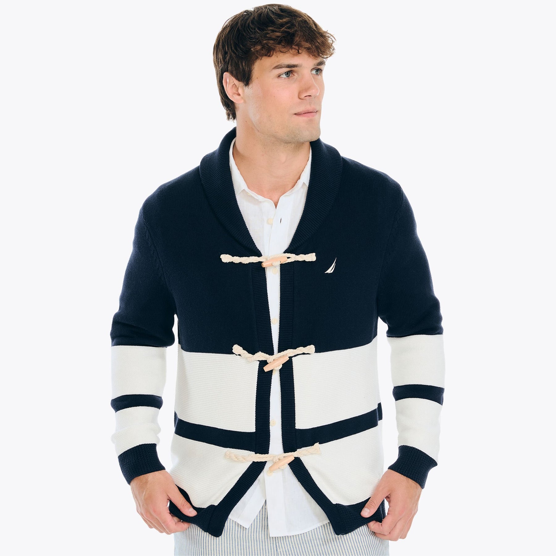 Nautica Men's Heritage Toggle Cardigan Stellar Blue Heather