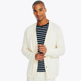 Nautica Men's Anchor Print Textured Cardigan Natural