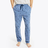 Nautica Men's Logo Print Knit Sleep Pant Cobalt Wave