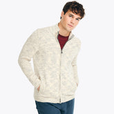 Nautica Men's Marled Full-Zip Sweater Marshmallow