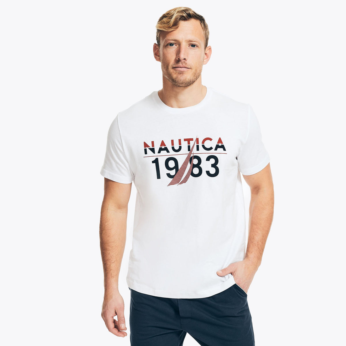 Nautica Men's 1983 Logo Graphic Sleep T-Shirt Bright White