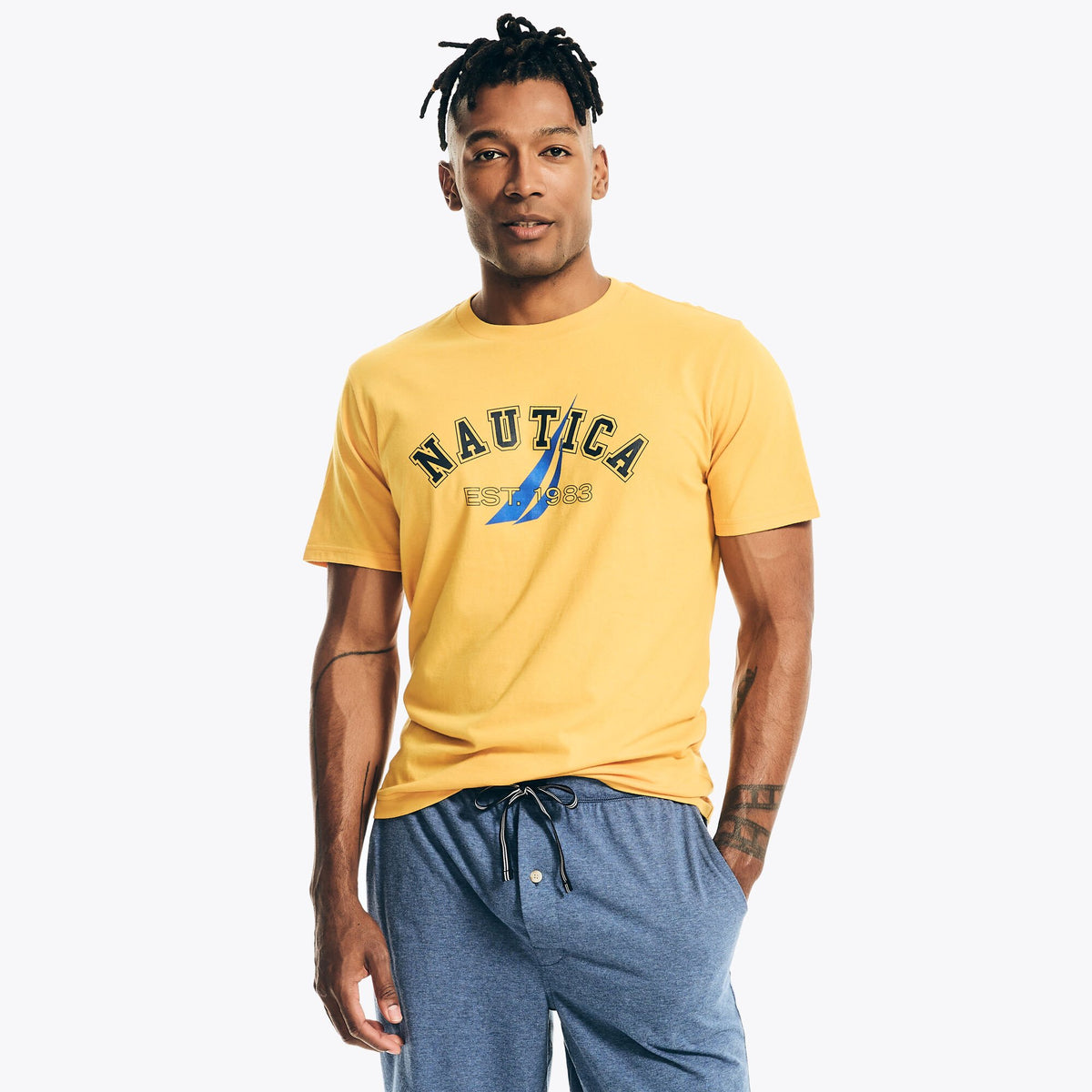 Nautica Men's Logo Graphic Sleep T-Shirt Old Gold