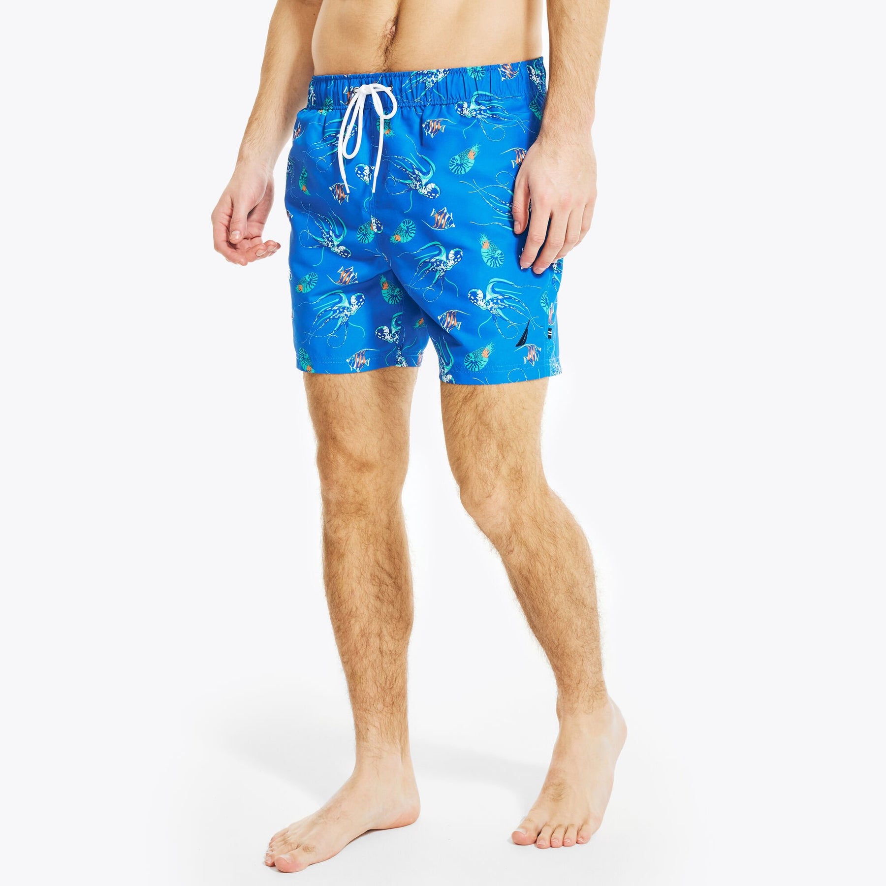 Nautica Men's Sustainably Crafted 6" Aqua Print Swim True Navy