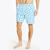 Nautica Men's Sustainably Crafted 8" Shark Print Swim South Beach Aqua