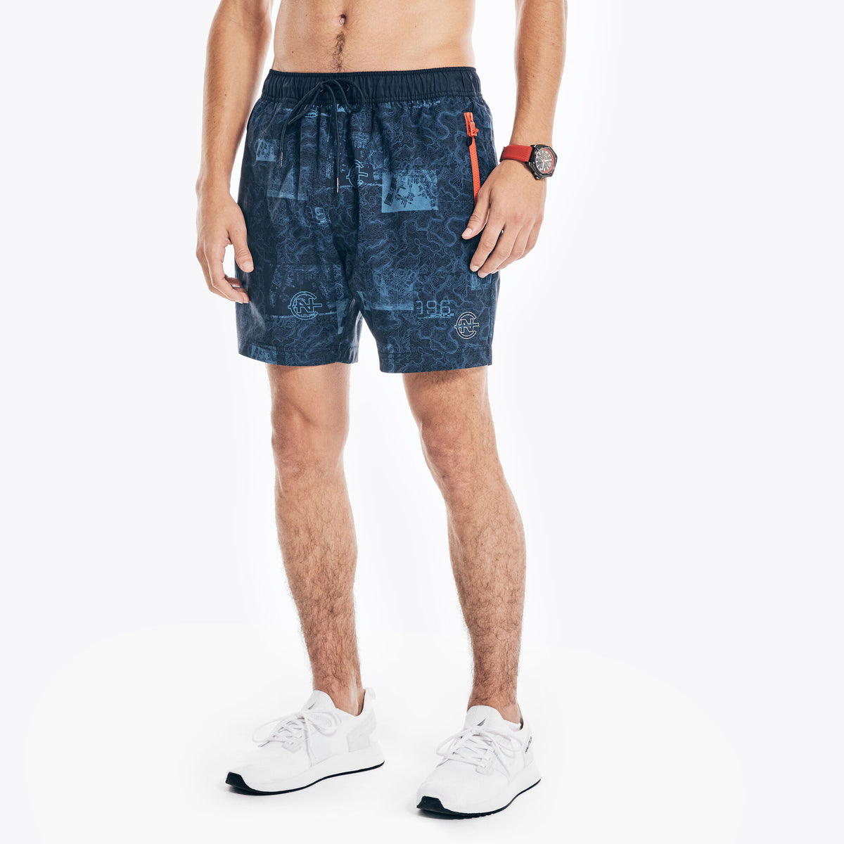 Nautica Men's Competition Sustainably Crafted 6" Printed Compression Short Navy