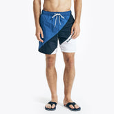Nautica Men's 8" Diagonal Stripe Quick-Dry Swim Bright Cobalt