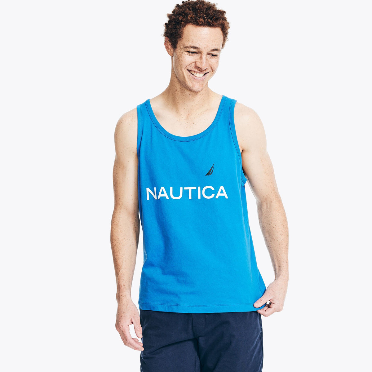 Nautica Men's Logo Graphic Sleep Tank True Navy