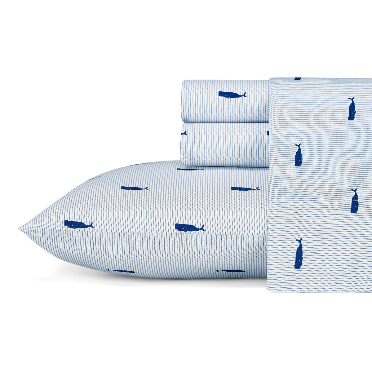 Nautica Whale Stripe Blue Twin Xl Sheet Set Bright Cobalt