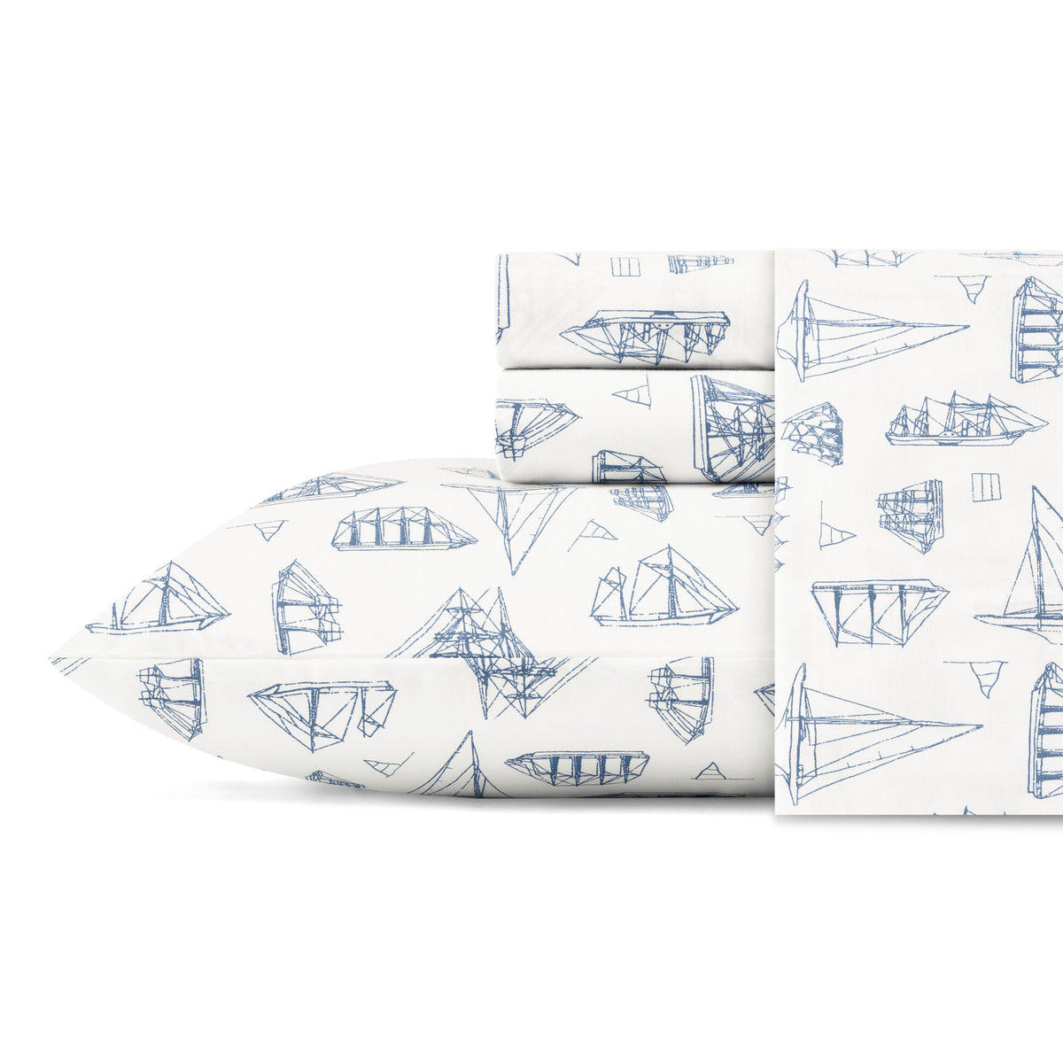 Nautica Whitewood Sail Twin Sheet Set Naval Blue