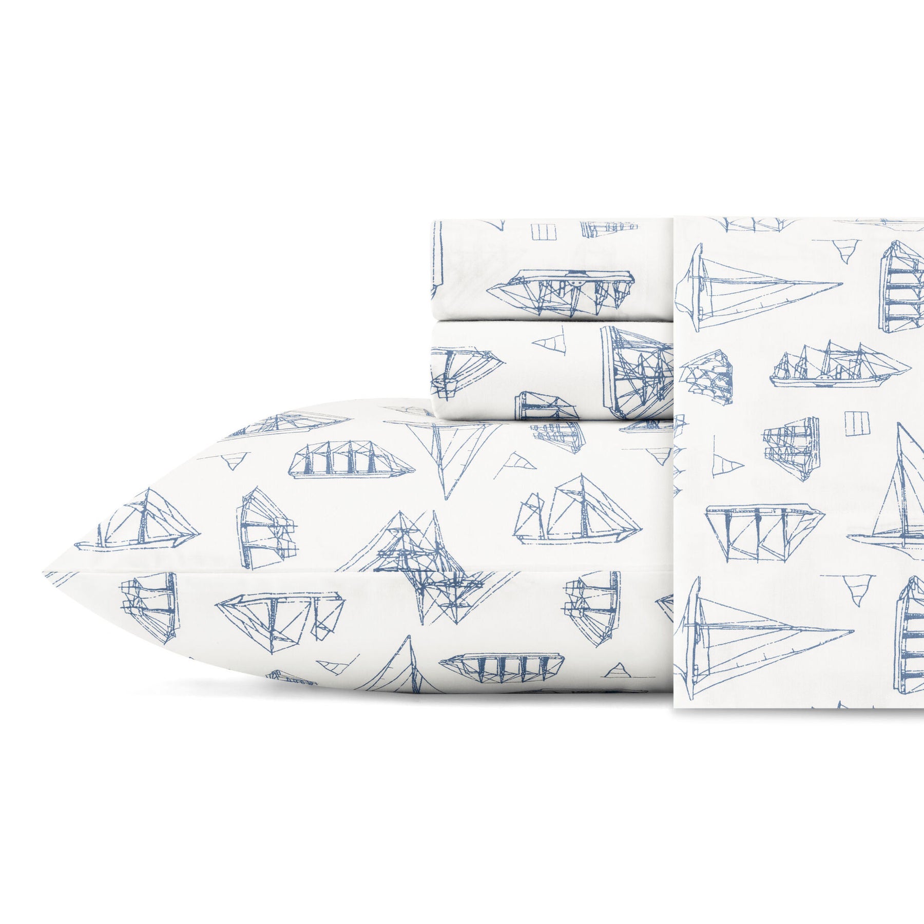 Nautica Whitewood Sail Twin Sheet Set Naval Blue