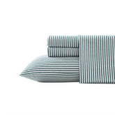 Nautica Harmead Green Striped King Flannel Sheet Set Fin Green