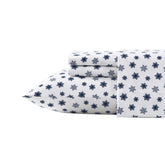 Nautica Snowflake Toss Print Queen Flannel Sheet Set Bali Bliss