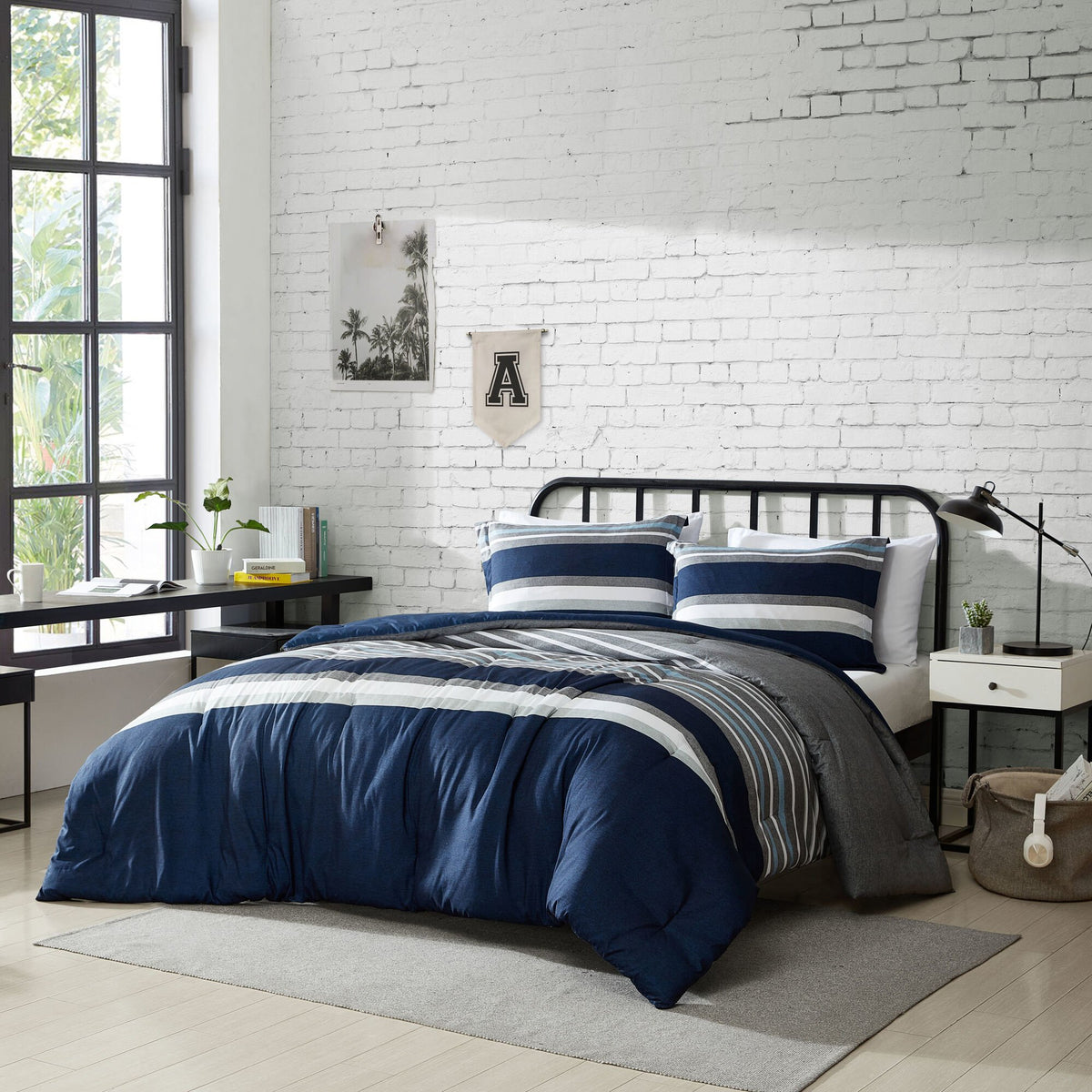 Nautica ed Block Grey Full/queen Comforter Set Heather Heather