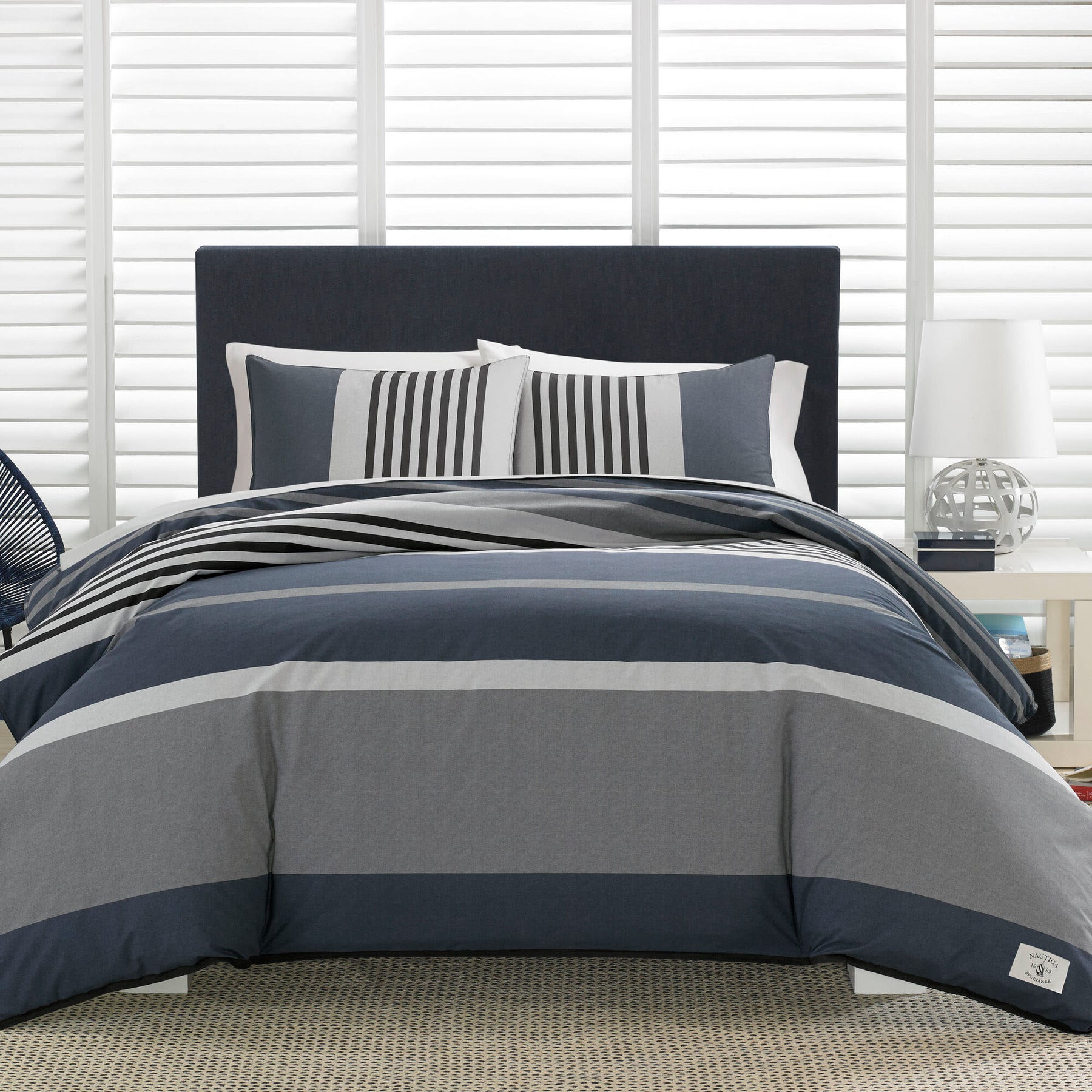 Nautica Rendon Charcoal Twin Comforter Set Navy