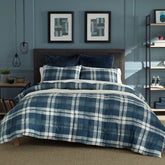 Nautica Crossview Twin/twin Xl Comforter & Sham Set In  Plaid Navy Navy