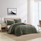 Nautica Beckett Green King Reversible Comforter & Sham Set Dark Hunter