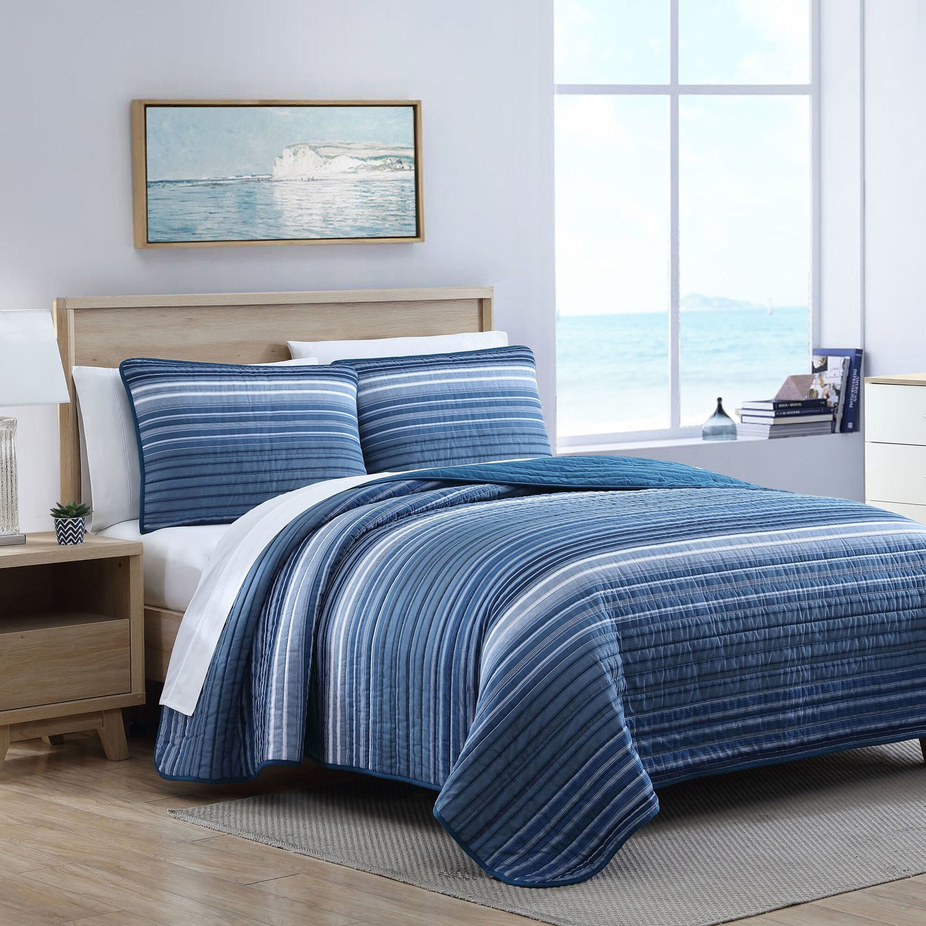 Nautica Coveside Blue King Quilt-Sham Set Multi
