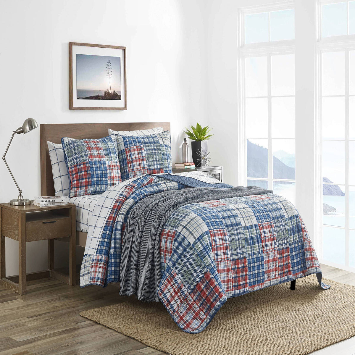 Nautica Raeford Twin Quilt And Sham Set Blue Mirage