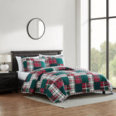 Nautica Emmet Patchwork Red Twin Reversible Quilt & Sham Set Pale Orchid