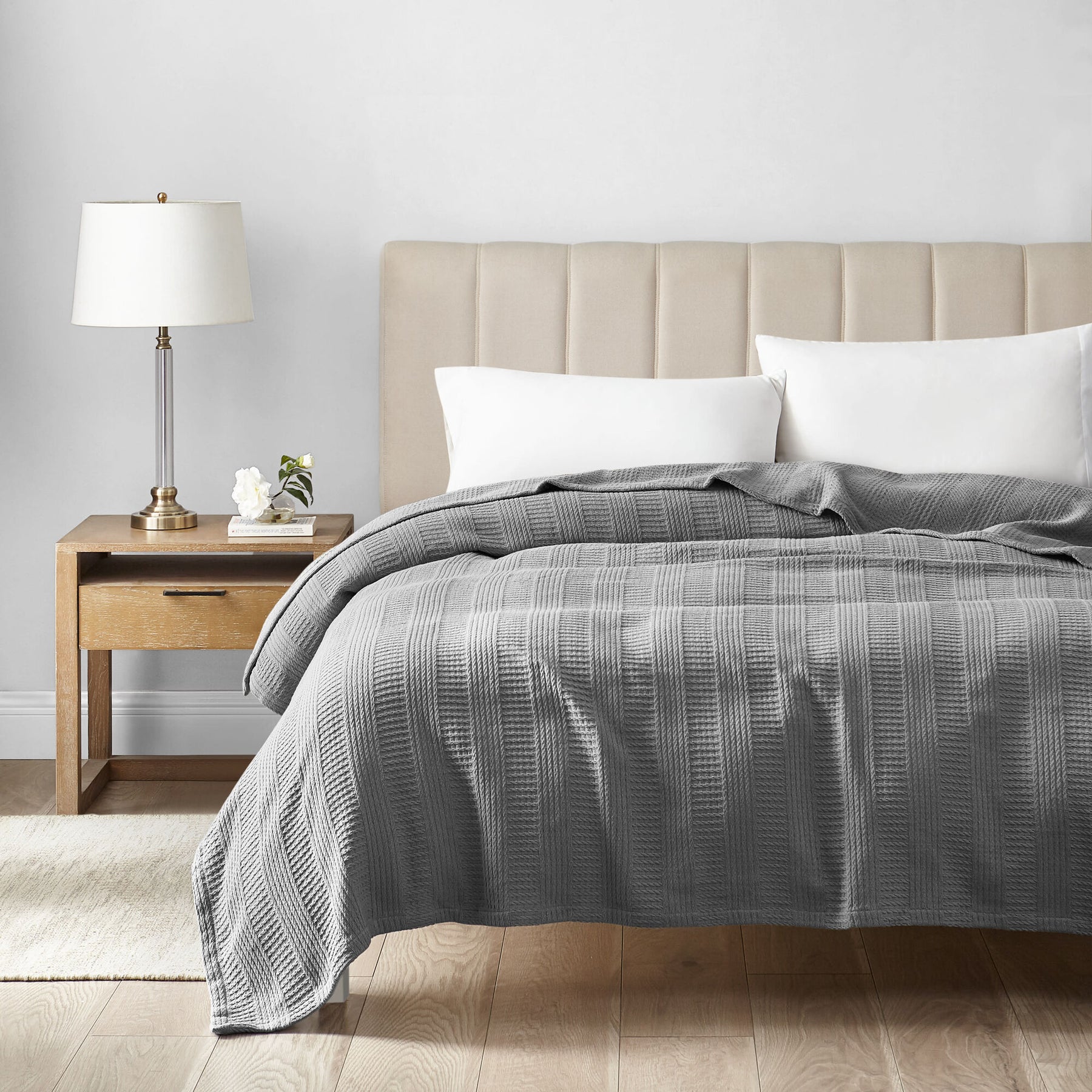 Nautica Rope Stripe Grey Full/queen Blanket Multi