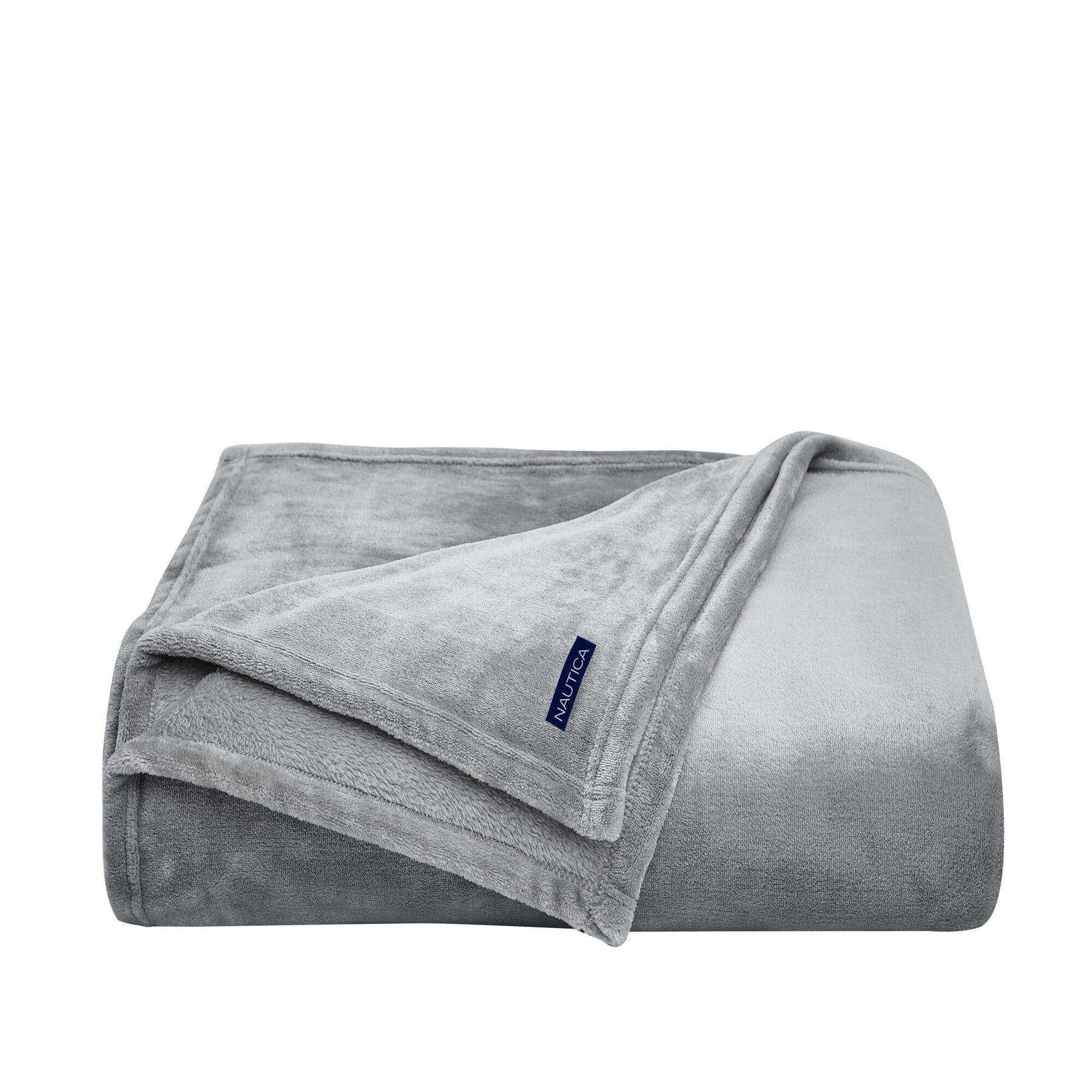 Nautica Solid Grey Ultra Plush Soft Twin Blanket Bay Grey