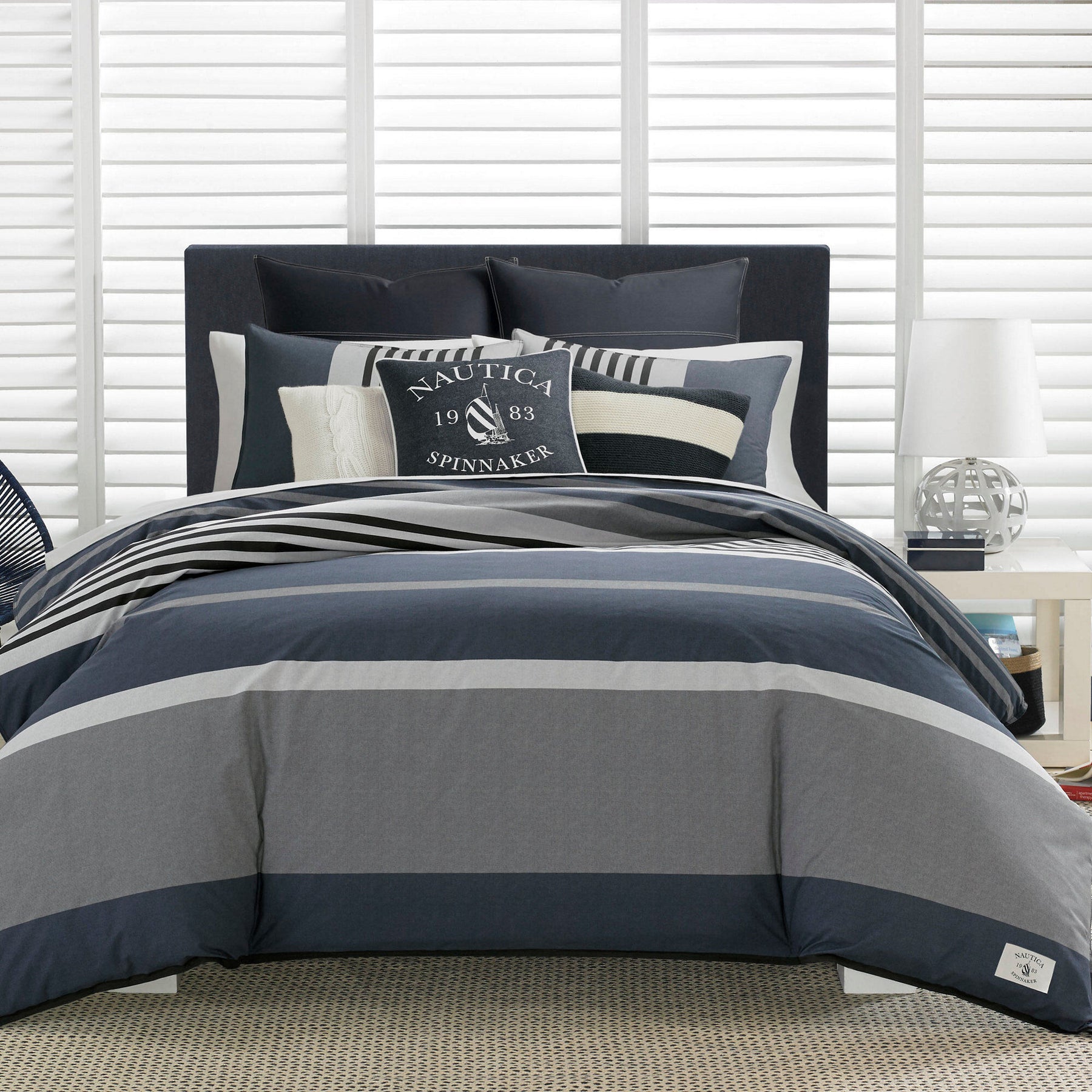 Nautica Rendon Charcoal Duvet Set Navy