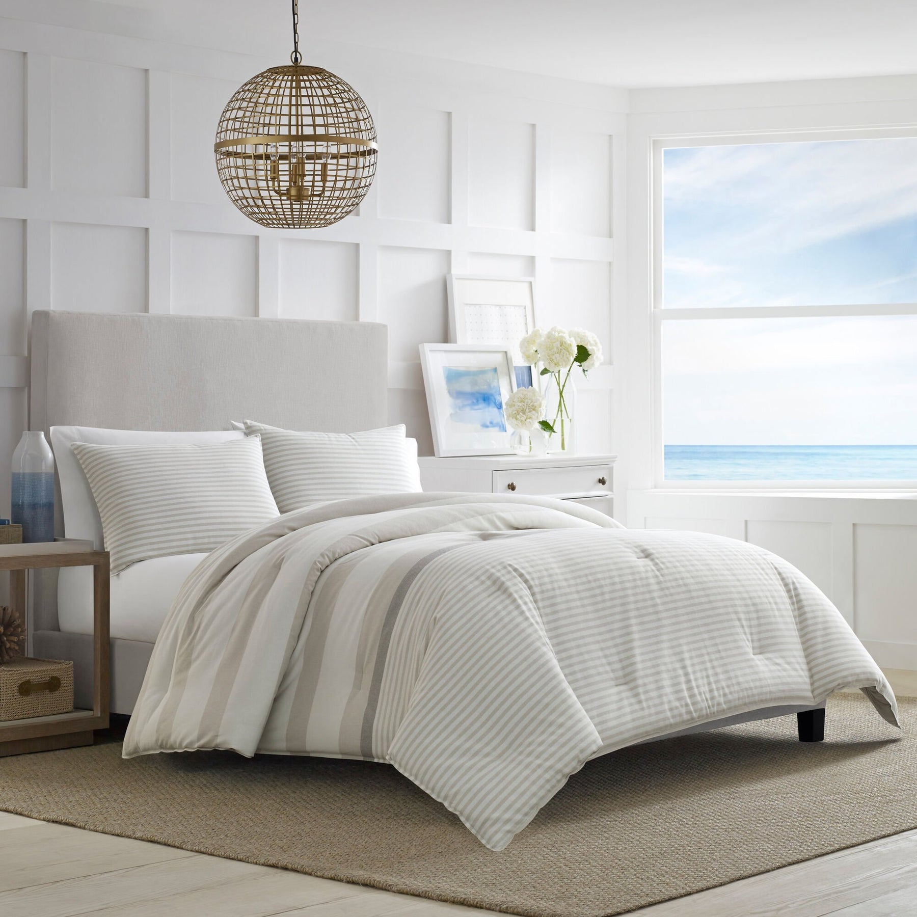 Nautica Saybrook Twin Reversible Duvet Cover Set Tan