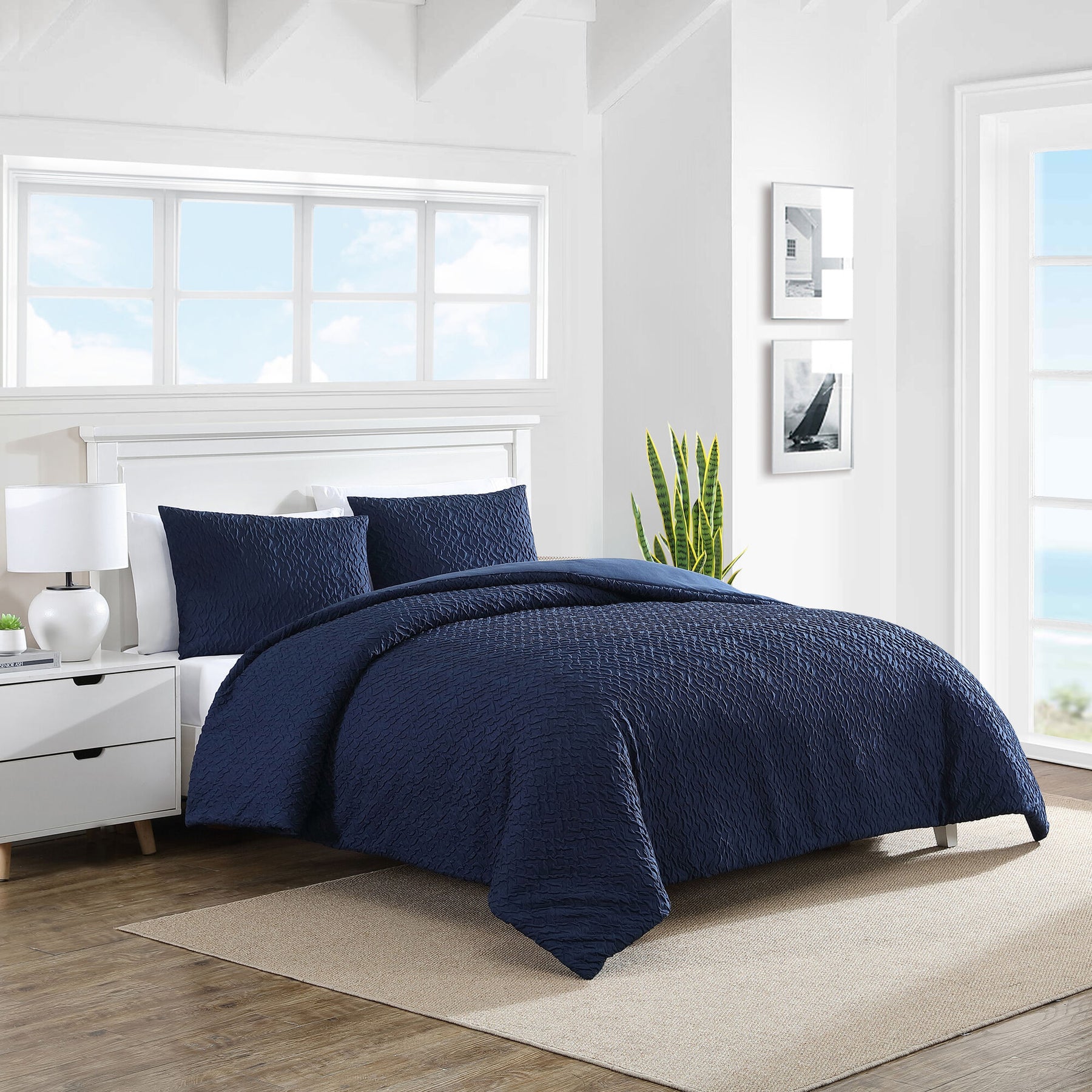 Nautica Point Harbor Navy Twin Duvet Cover & Sham Set Bali Bliss