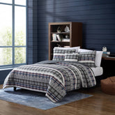 Nautica Marina Cove Grey Full/queen Reversible Quilt & Sham Bonus Set Smoke