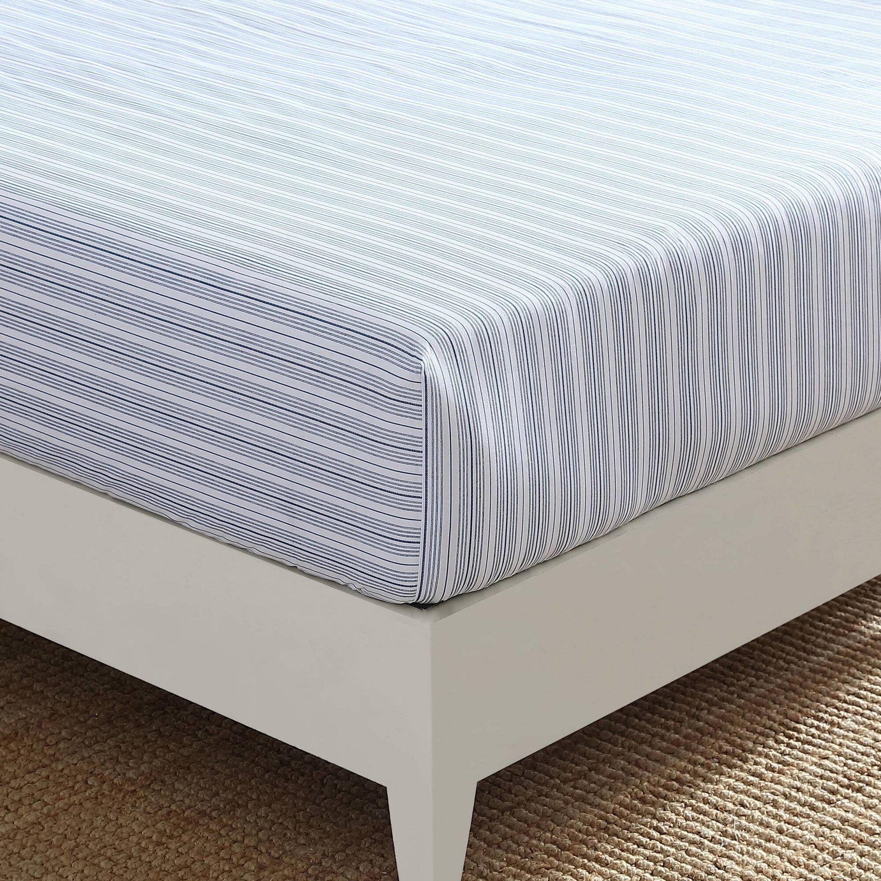 Nautica Beaux Striped Blue Twin Fitted Sheet Blue Mirage