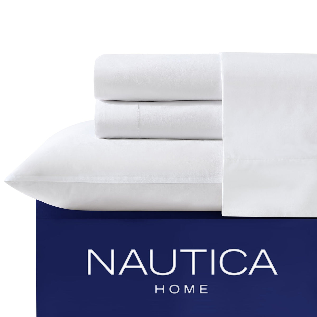 Nautica Solid White Twin Fitted Sheet Antique White Wash