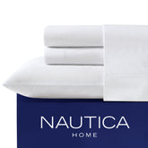 Nautica Solid White Twin Fitted Sheet Antique White Wash