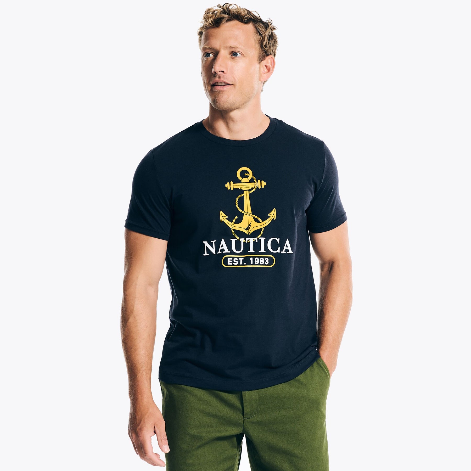 Nautica Men's Anchor 1983 Graphic T-Shirt Navy