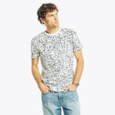 Nautica Men's Sustainably Crafted Palm Print T-Shirt Sail Cream