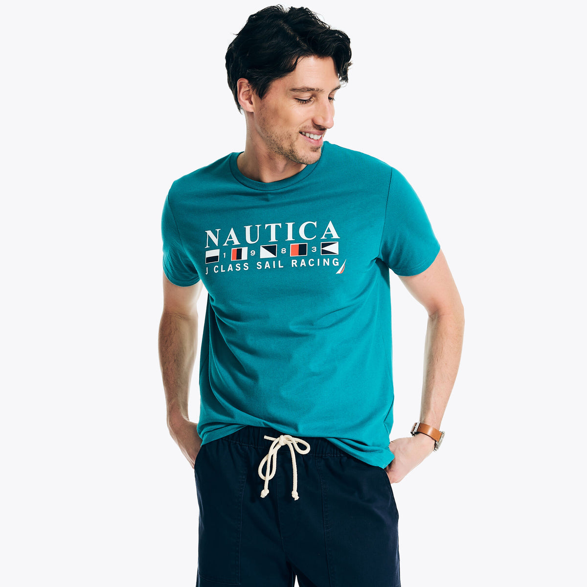 Nautica Men's Sustainably Crafted Sail Racing Graphic T-Shirt Majolica