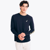 Nautica Men's Sustainably Crafted Long-Sleeve Graphic T-Shirt Navy