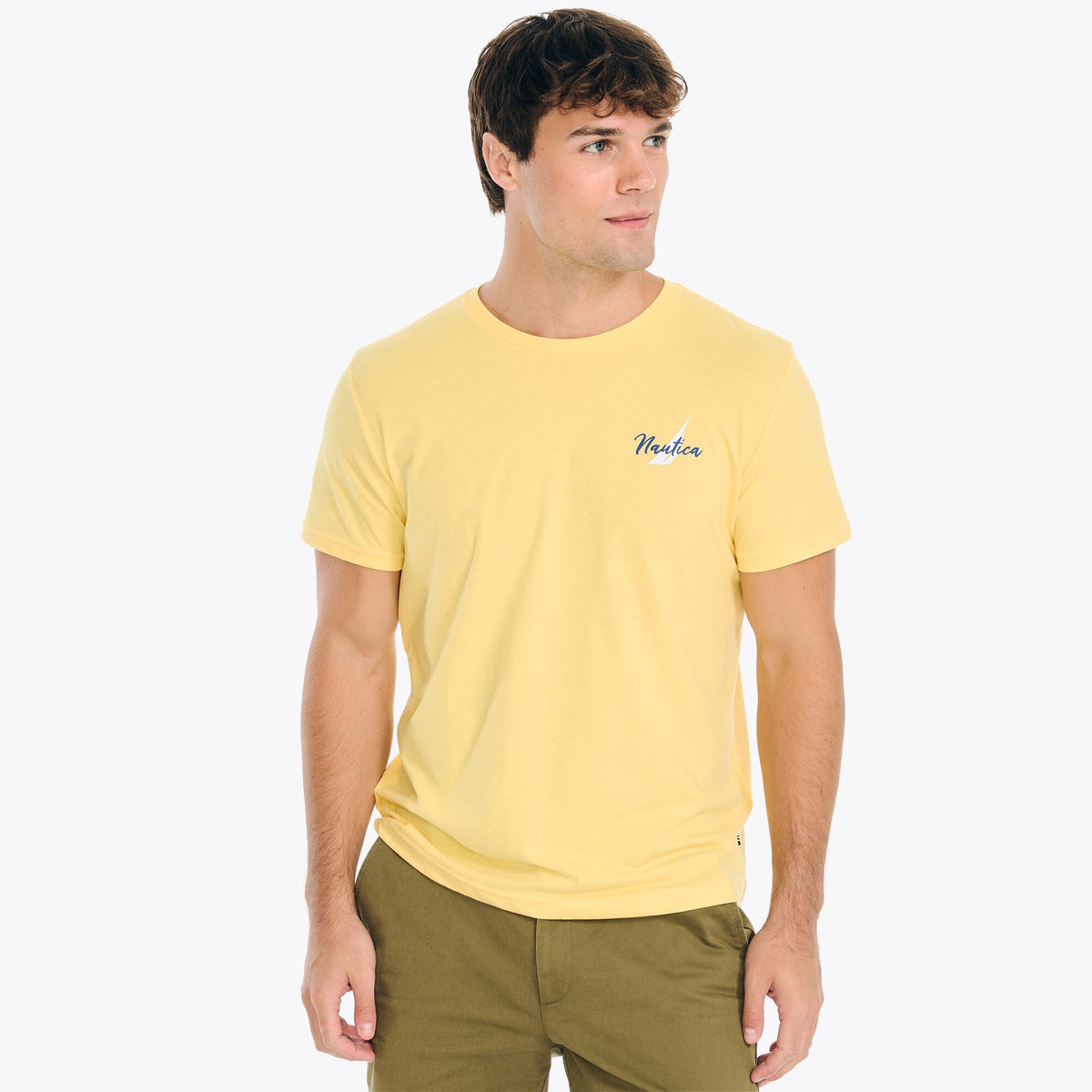 Nautica Men's Sustainably Crafted Palm Beach Graphic T-Shirt Marigold