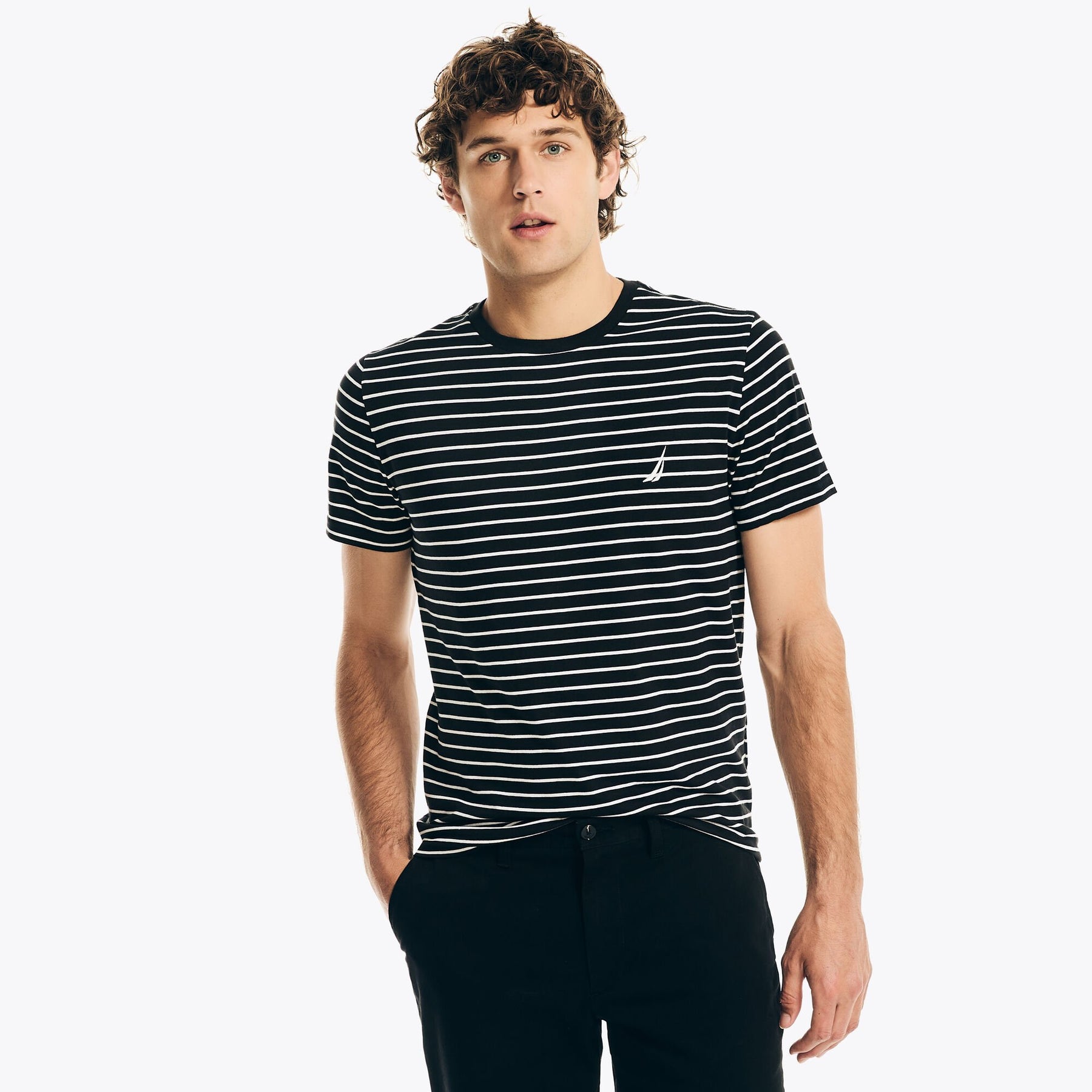 Nautica Striped Crewneck T-Shirt True Black