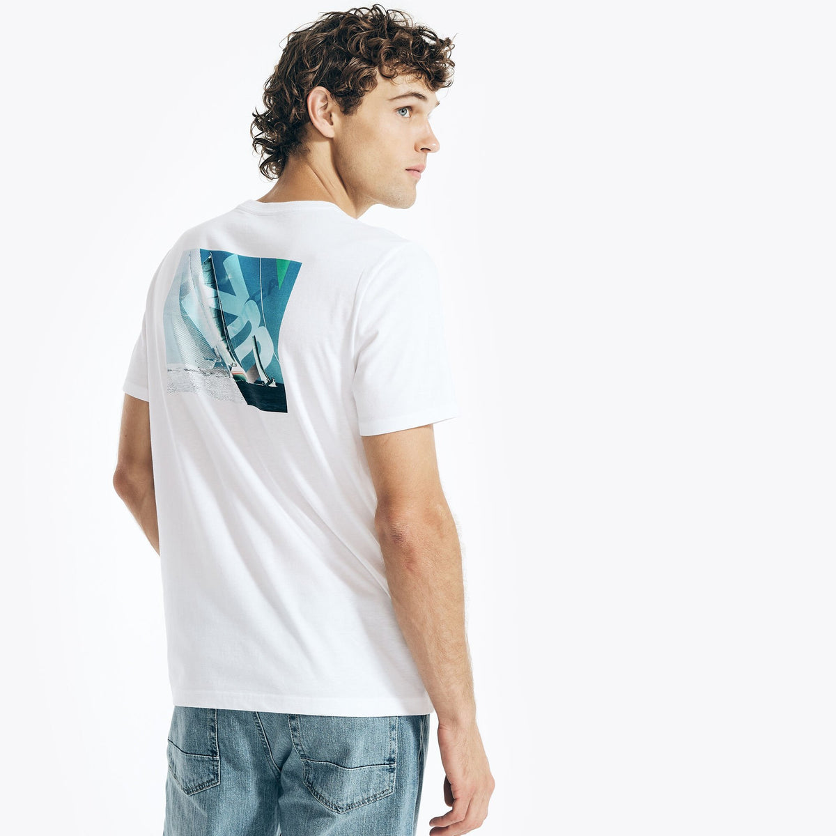 Nautica Men's Sustainably Crafted N83 Graphic T-Shirt Bright White