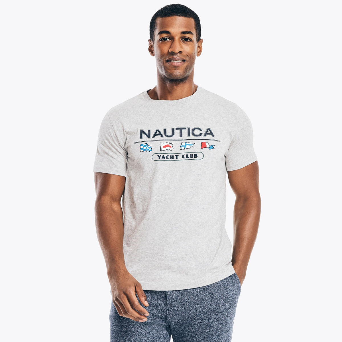 Nautica Men's Yacht Club Graphic T-Shirt Grey Heather