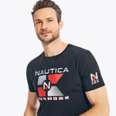 Nautica Men's Sustainably Crafted Nautica Flags Graphic T-Shirt True Black