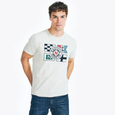 Nautica Men's Sustainably Crafted Nautica Jeans Co. Flag Graphic T-Shirt Oatmeal Heather